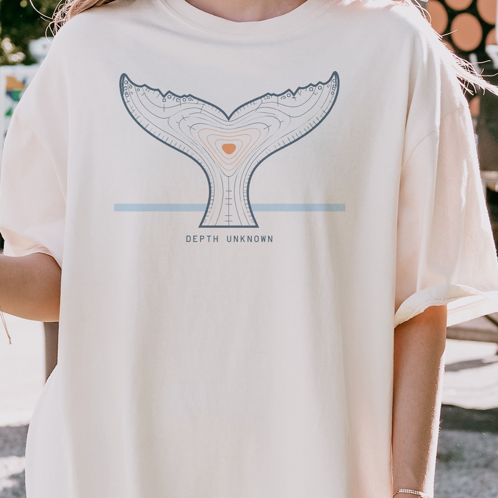 Depth Unknown Whale Fluke Contour Map Tee